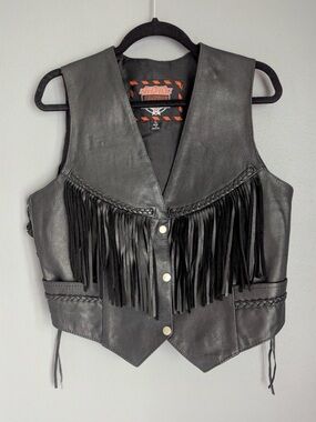 Milwaukee Leather Black Leather Fringe Vest